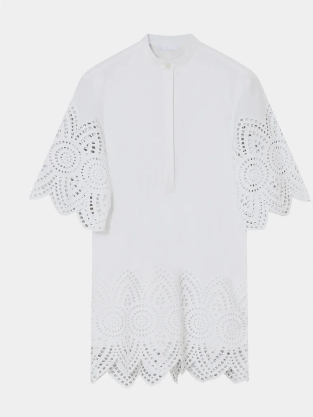 DAY White Eyelet Tunic shirt mini dress with Scalloped Hem short sleeve NWT - Picture 4 of 6